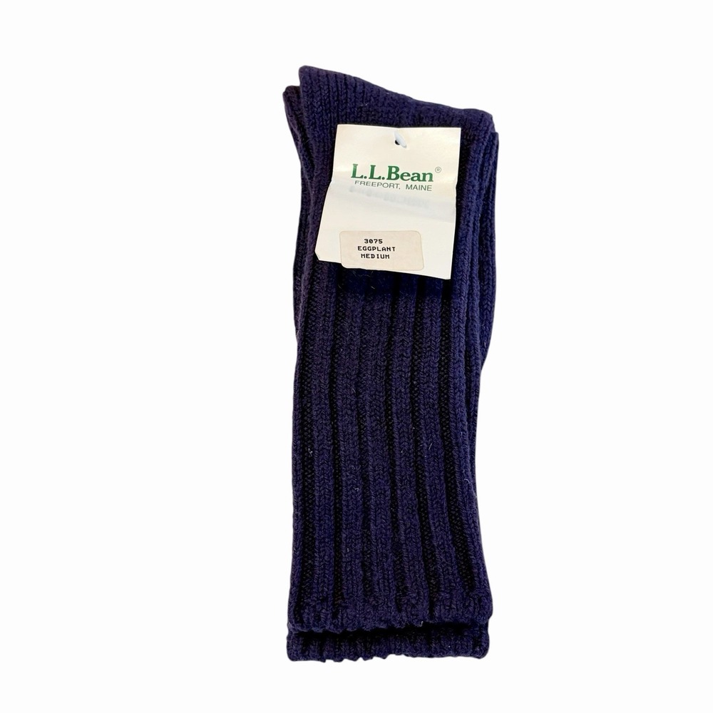 LL Bean Vintage Wool Blend Boot Socks Purple Size M Womens 6-10 Mens 5-9 Long